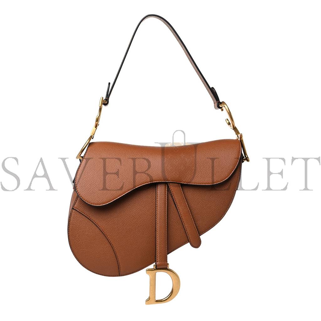 D*or grained calfskin saddle bag camello (24*20*6.4cm)