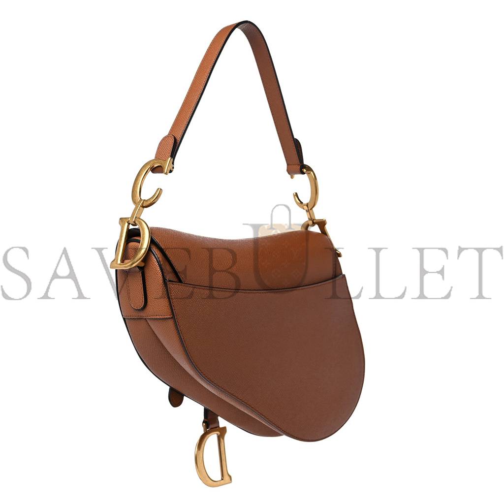 D*or grained calfskin saddle bag camello (24*20*6.4cm)