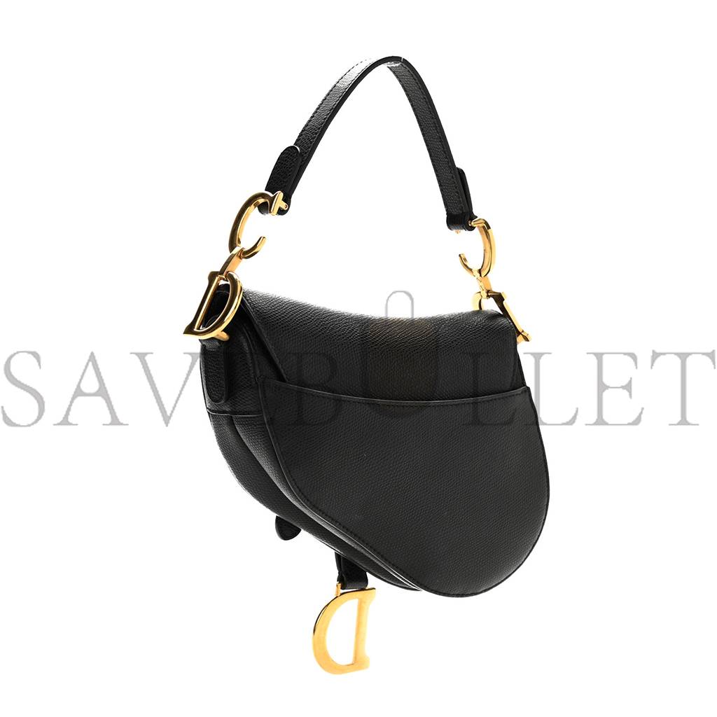 D*or grained calfskin mini saddle bag black (18*16*5.1cm)