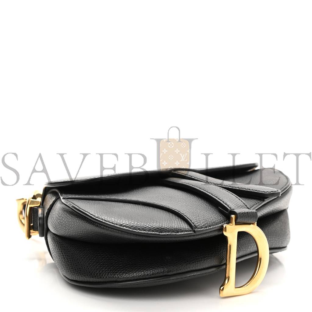 D*or grained calfskin mini saddle bag black (18*16*5.1cm)