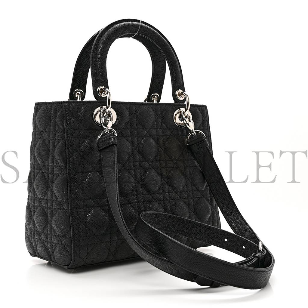 D*or grained calfskin cannage medium lady D*or black (24*20*12.1cm)