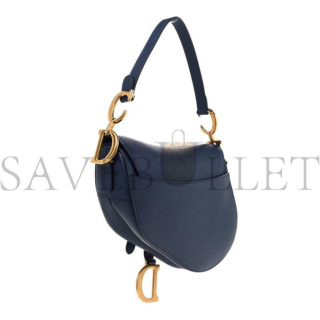 D*or grained calfskin saddle bag navy (23*20*6.4cm)