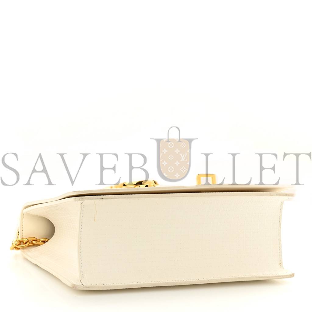 D*or patent micro-cannage 30 montaigne chain flap bag white (25*15*8.3cm)