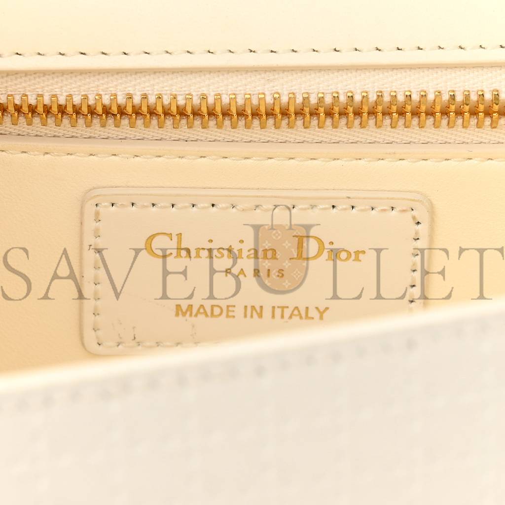 D*or patent micro-cannage 30 montaigne chain flap bag white (25*15*8.3cm)