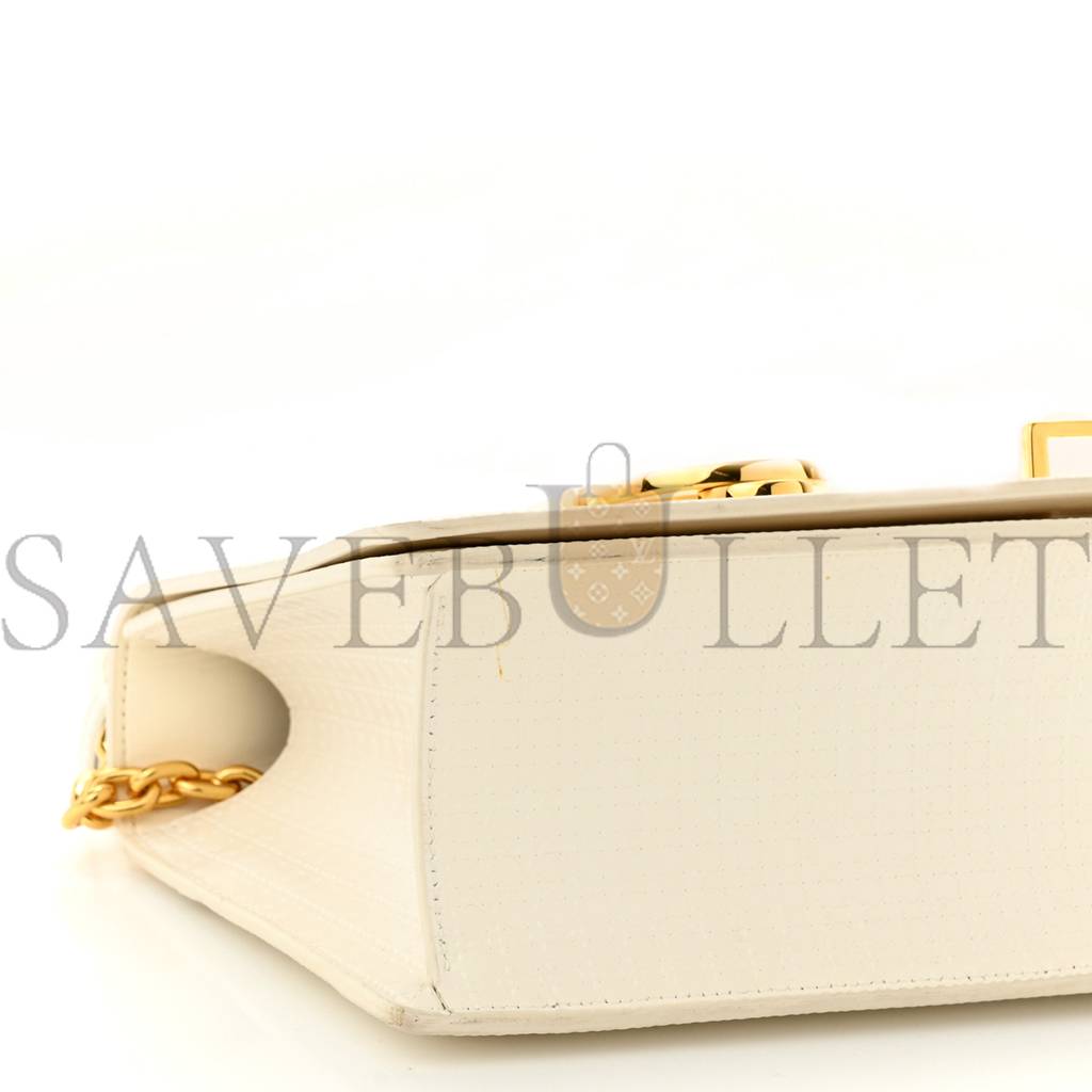 D*or patent micro-cannage 30 montaigne chain flap bag white (25*15*8.3cm)