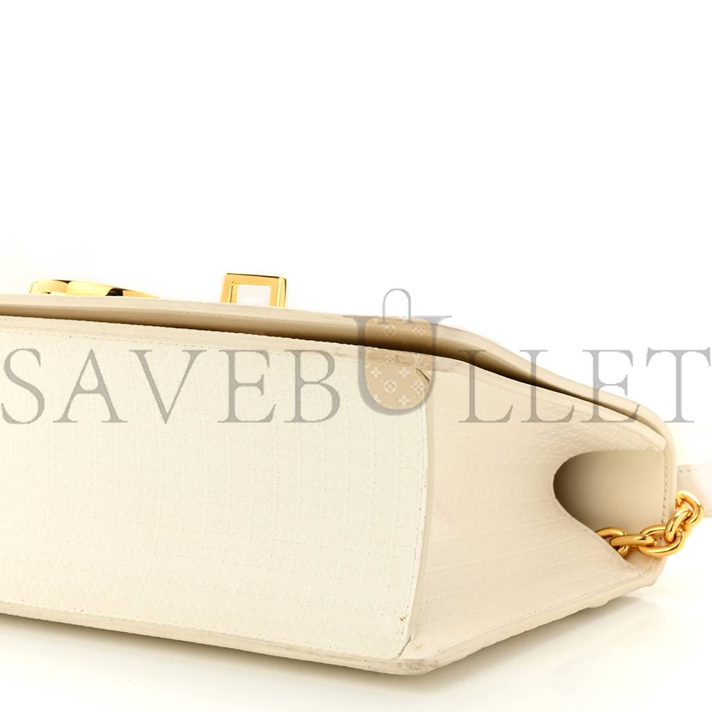 D*or patent micro-cannage 30 montaigne chain flap bag white (25*15*8.3cm)