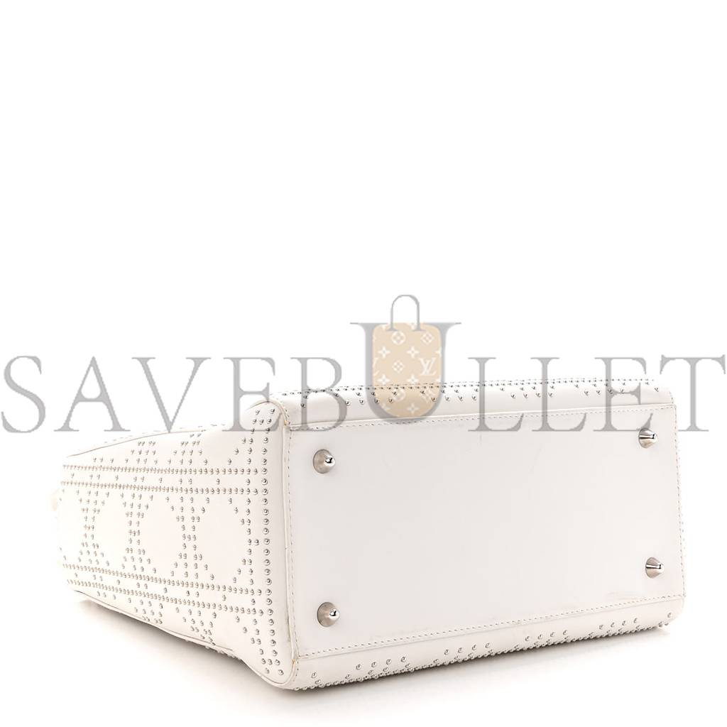 D*or lambskin studded cannage medium lady D*or white (24*20*11.4cm)