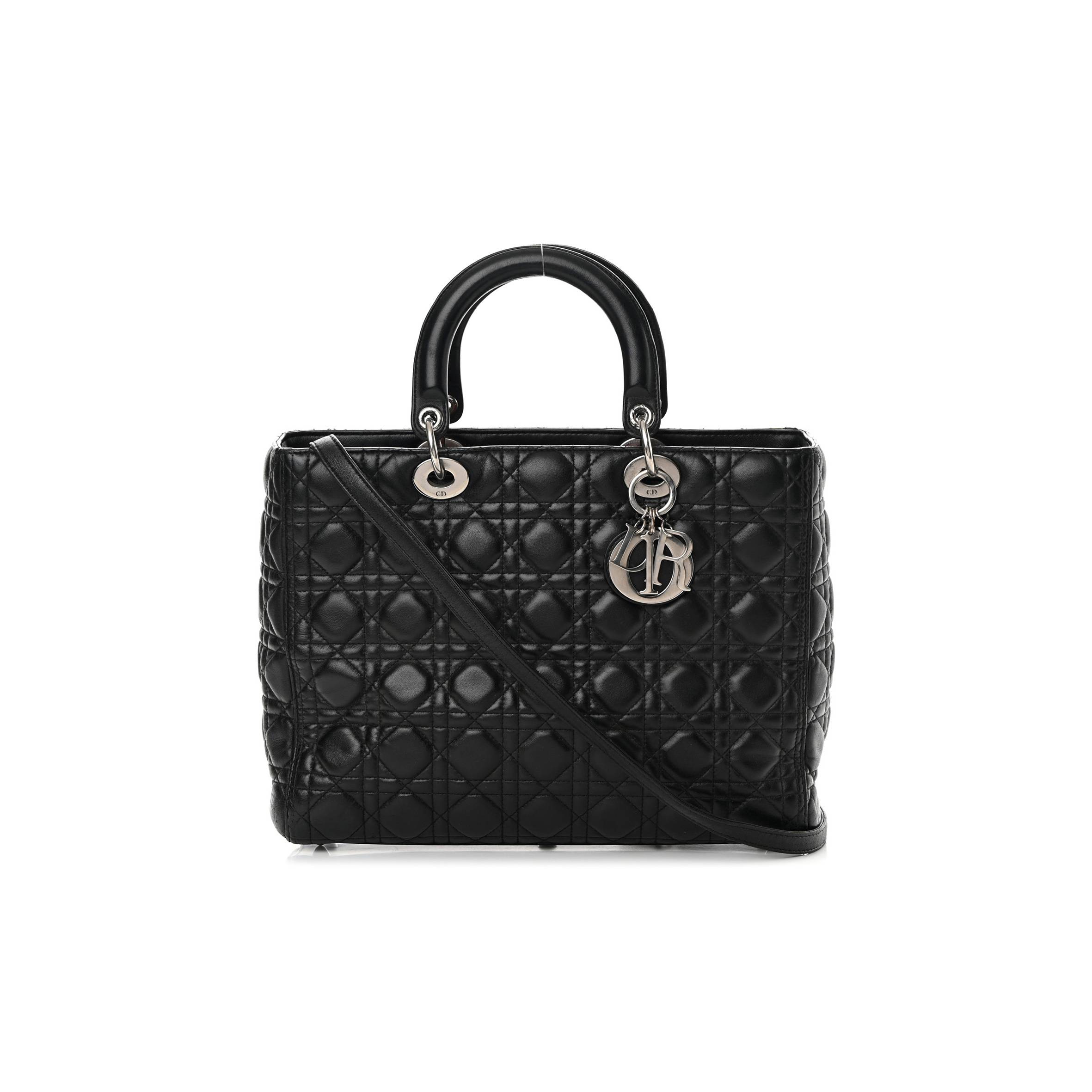 D*or lambskin cannage large lady D*or black (31*25*12.1cm)