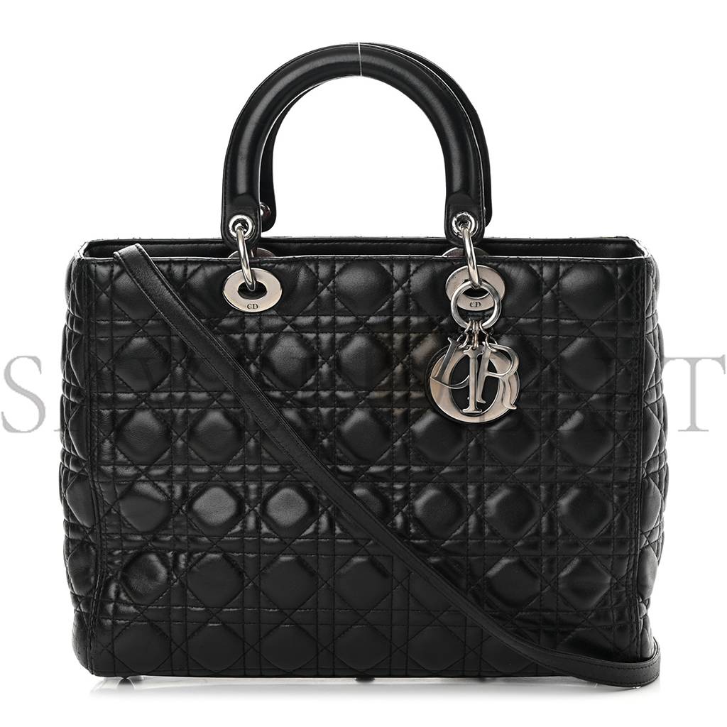 D*or lambskin cannage large lady D*or black (31*25*12.1cm)