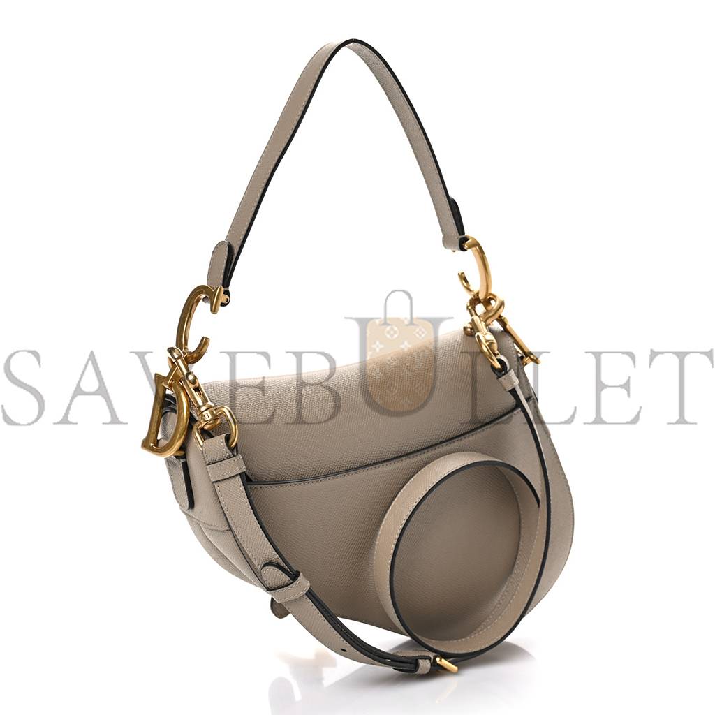 D*or grained calfskin saddle bag with strap warm taupe (25*20*7cm)