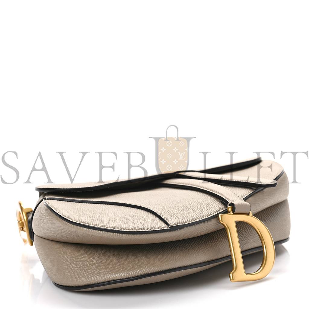 D*or grained calfskin saddle bag with strap warm taupe (25*20*7cm)