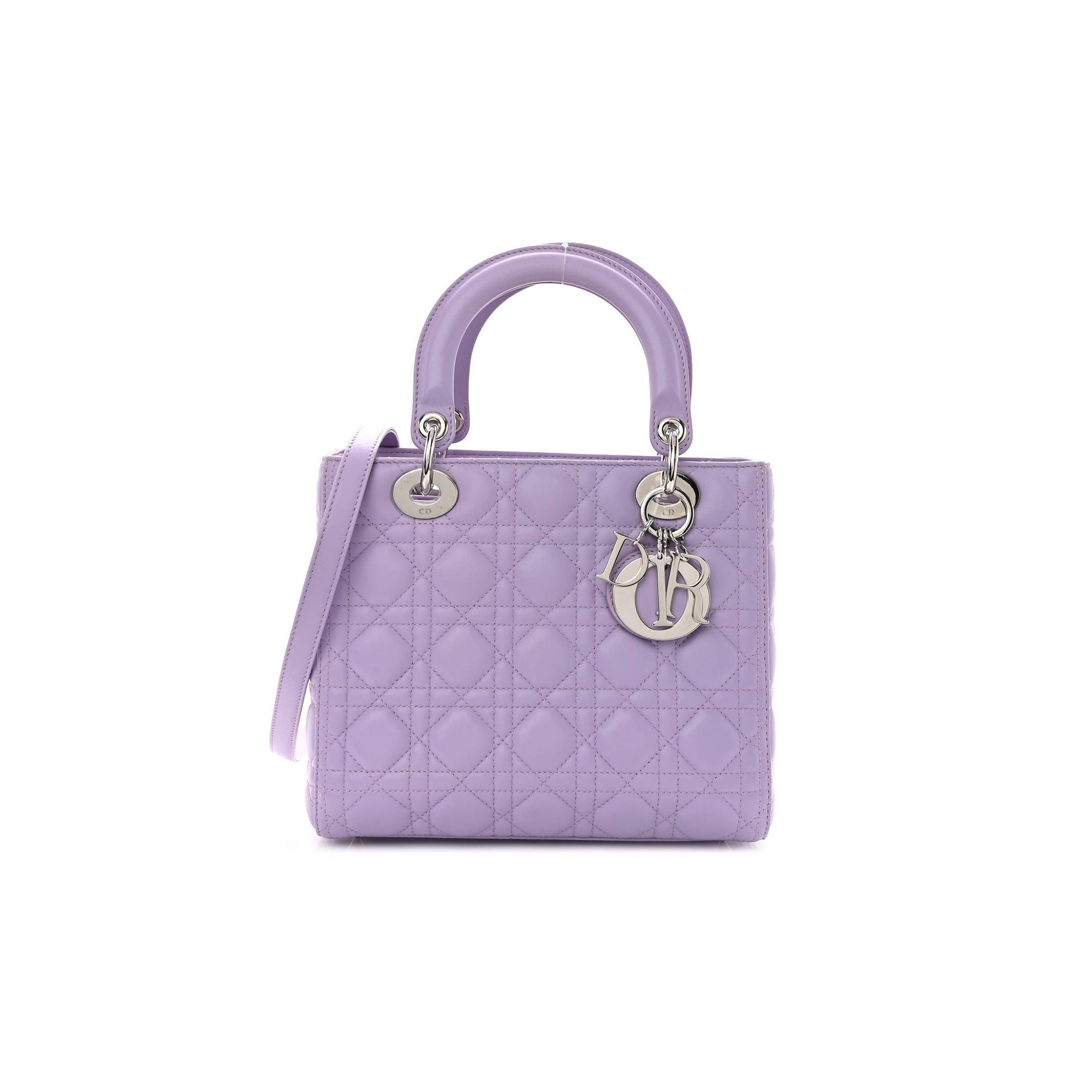 D*or lambskin cannage medium lady D*or purple (24*20*10.8cm)