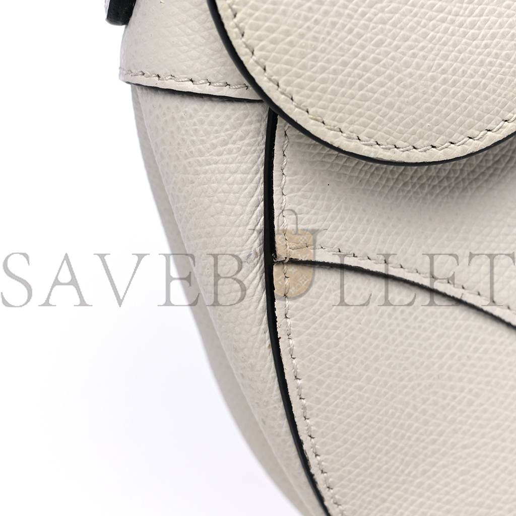 D*or grained calfskin saddle bag white (25*22*5.1cm)