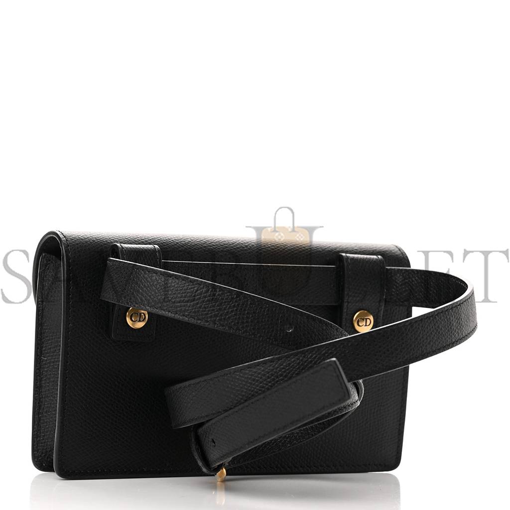 D*or grained calfskin saddle belt bag black (17*10*3.2cm)