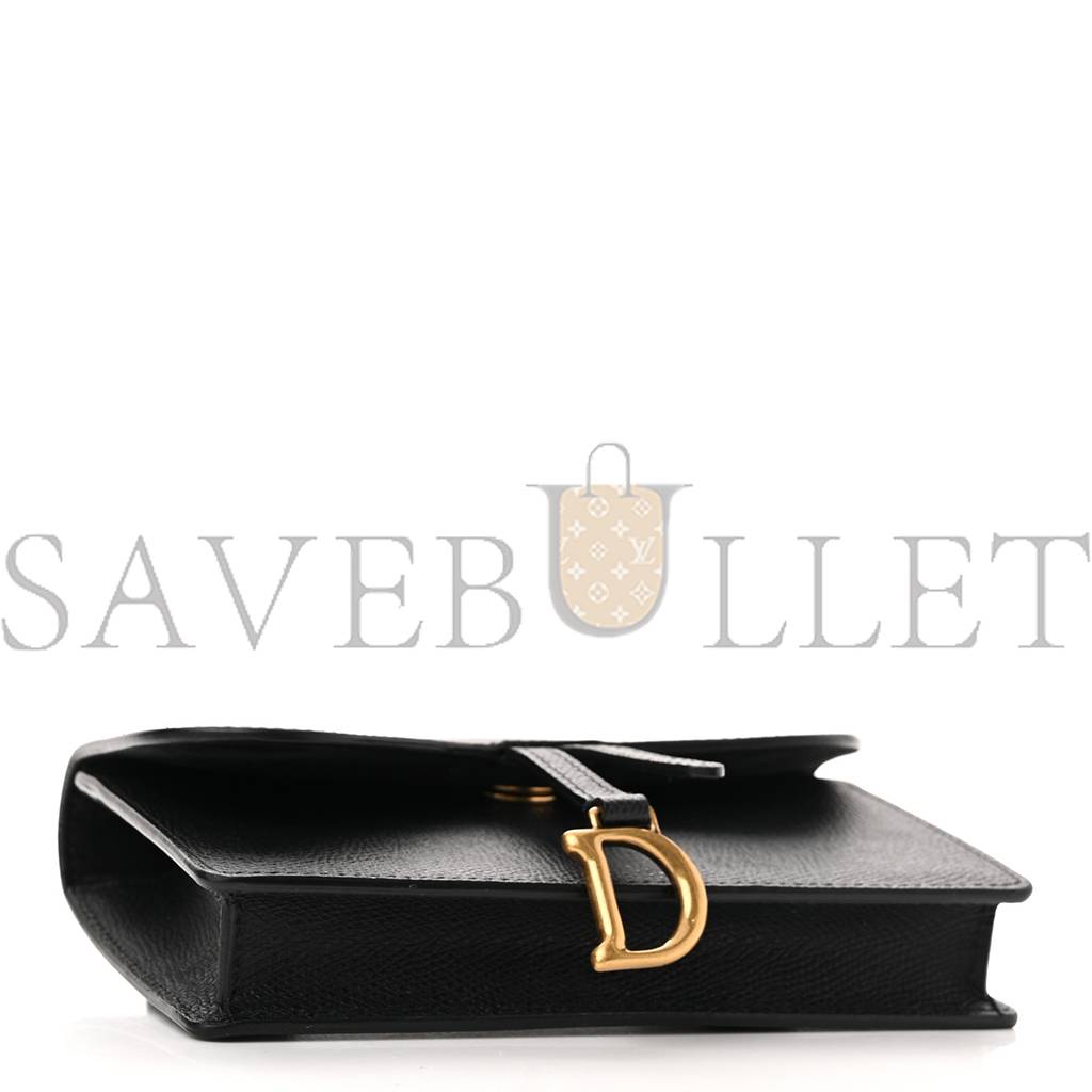 D*or grained calfskin saddle belt bag black (17*10*3.2cm)