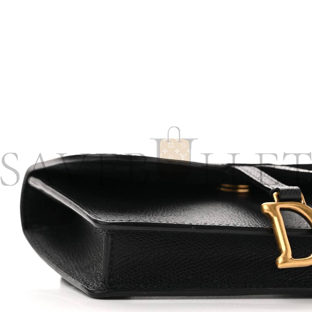 D*or grained calfskin saddle belt bag black (17*10*3.2cm)