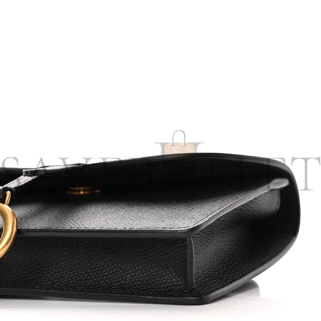 D*or grained calfskin saddle belt bag black (17*10*3.2cm)