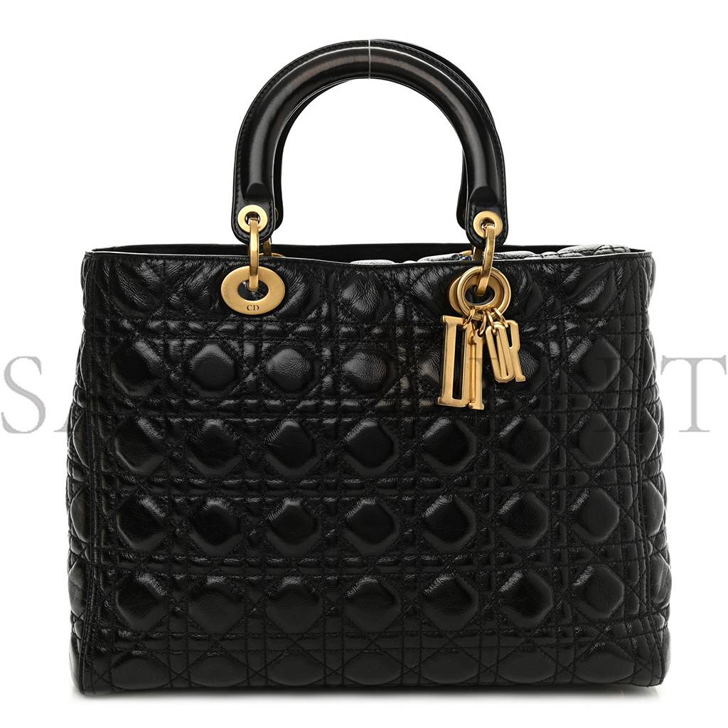 D*or crinkled patent cannage large lady D*or black (32*24*12.7cm)