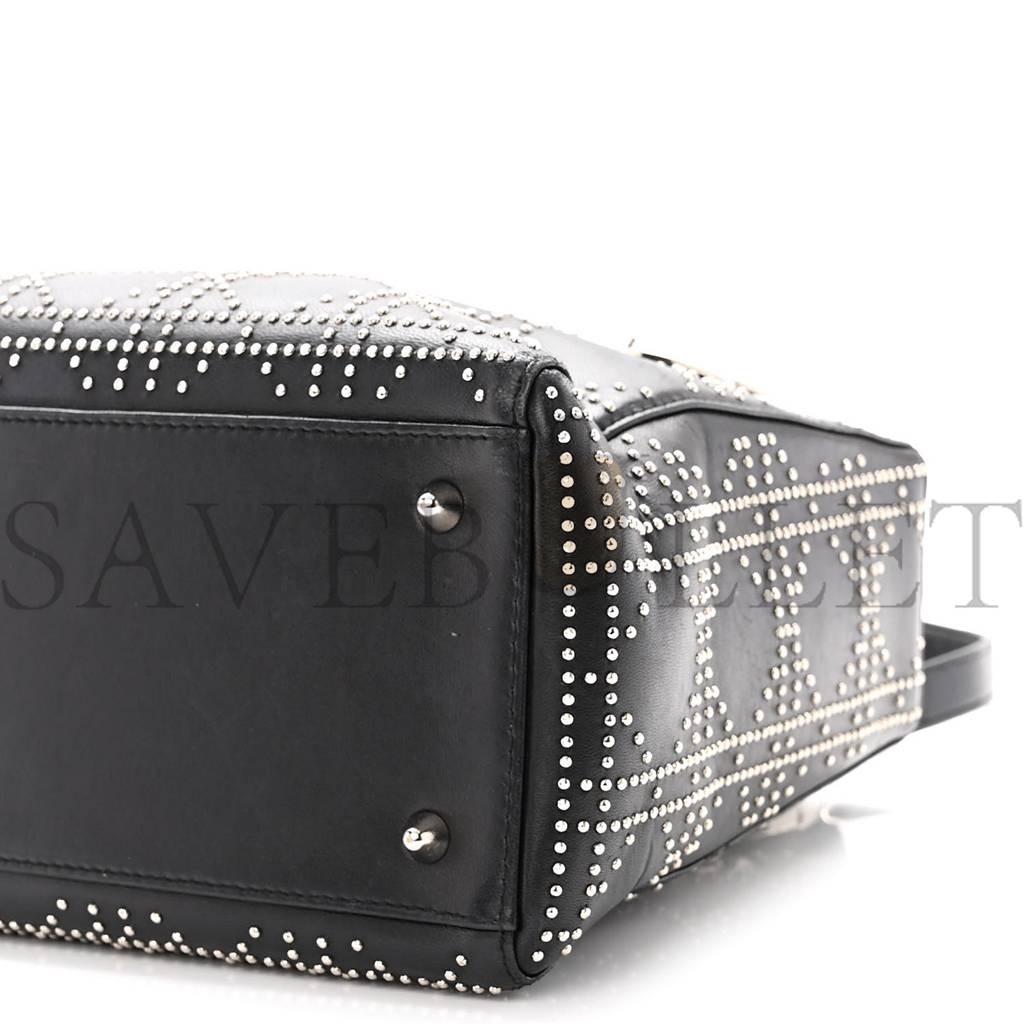 D*or lambskin studded cannage medium lady D*or black (23*20*12.7cm)