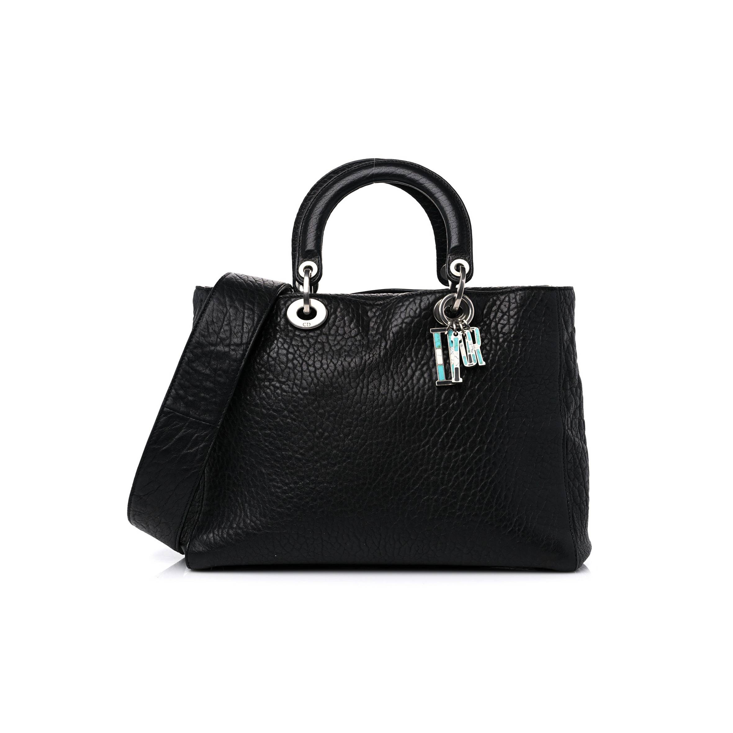 D*or canyon grained lambskin large lady D*or black (32*23*12.1cm)