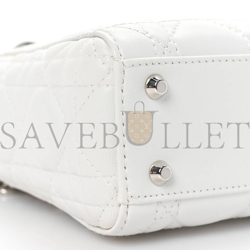 D*or lambskin cannage mini lady D*or white (17*15*7.6cm)