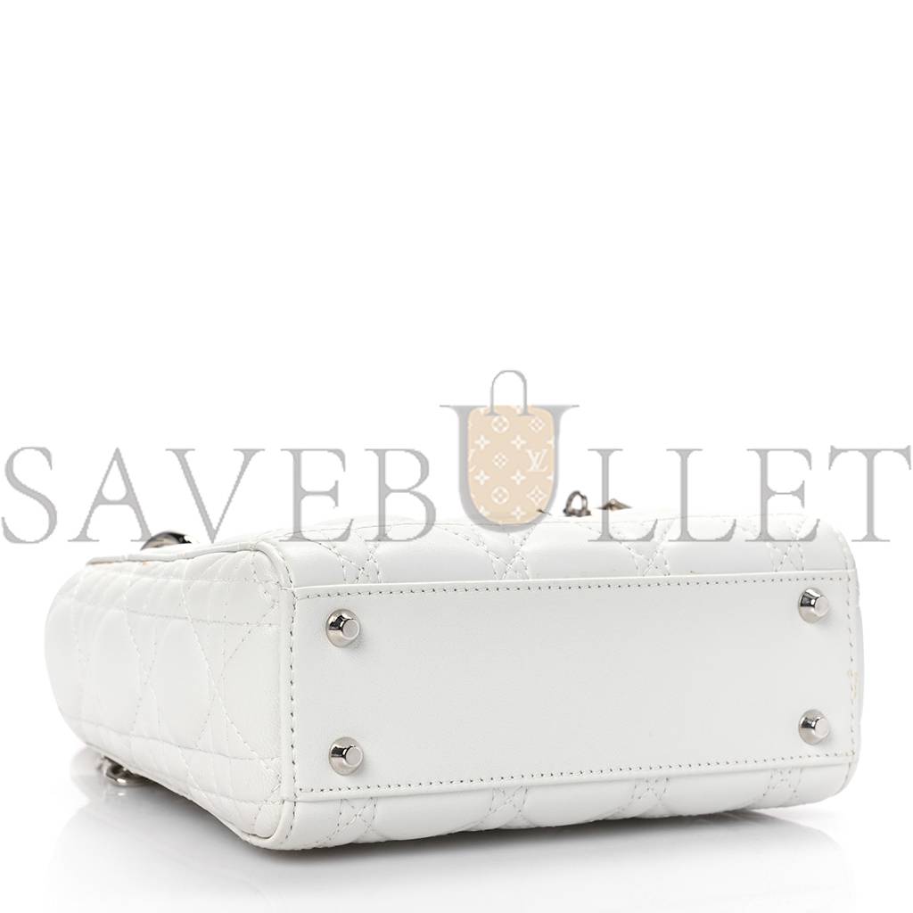 D*or lambskin cannage mini lady D*or white (17*15*7.6cm)