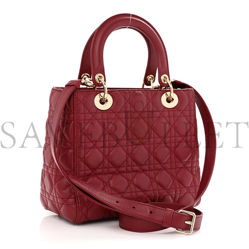 D*or lambskin cannage medium lady D*or red (23*20*12.1cm)