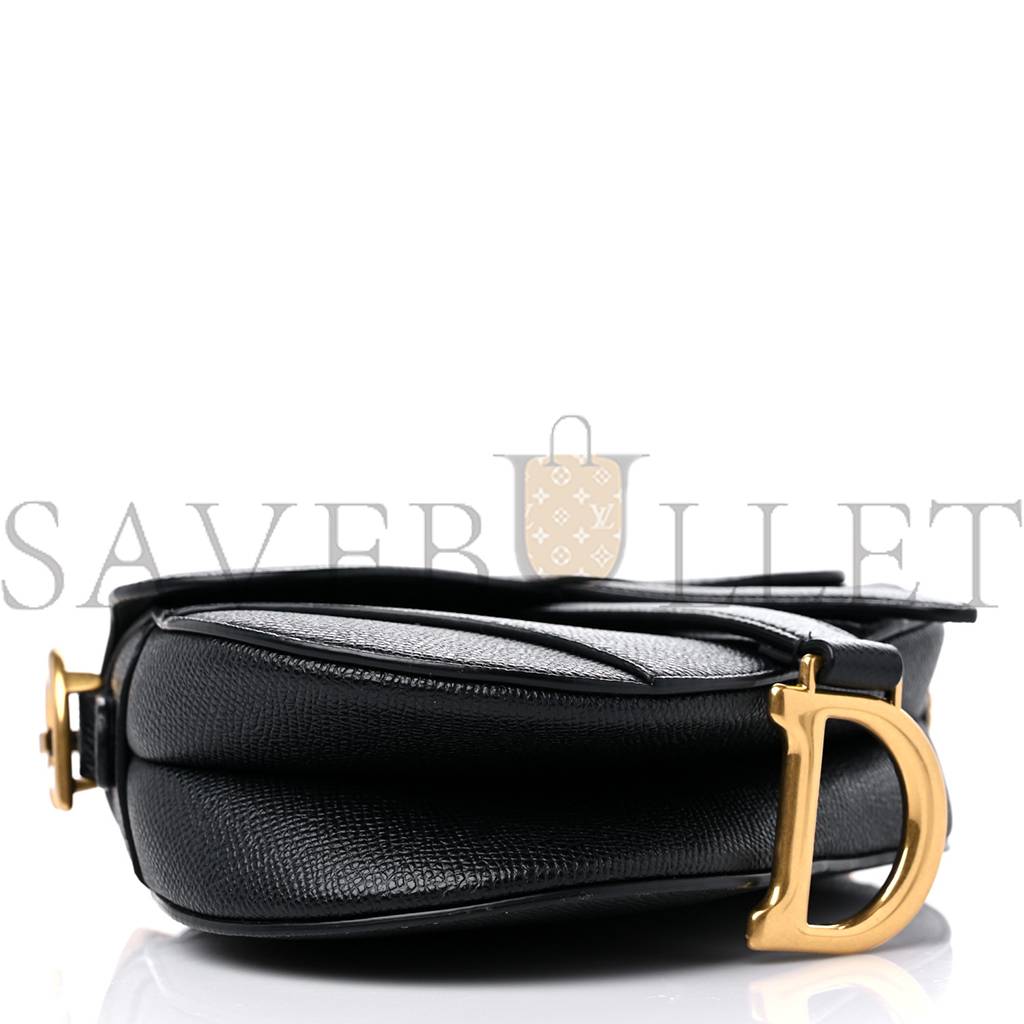 D*or grained calfskin mini saddle bag black (18*15*5.1cm)