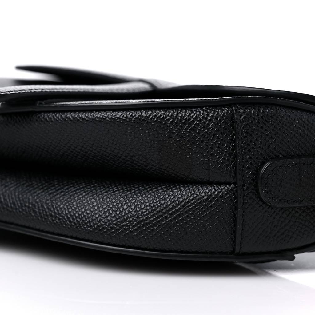 D*or grained calfskin mini saddle bag black (18*15*5.1cm)