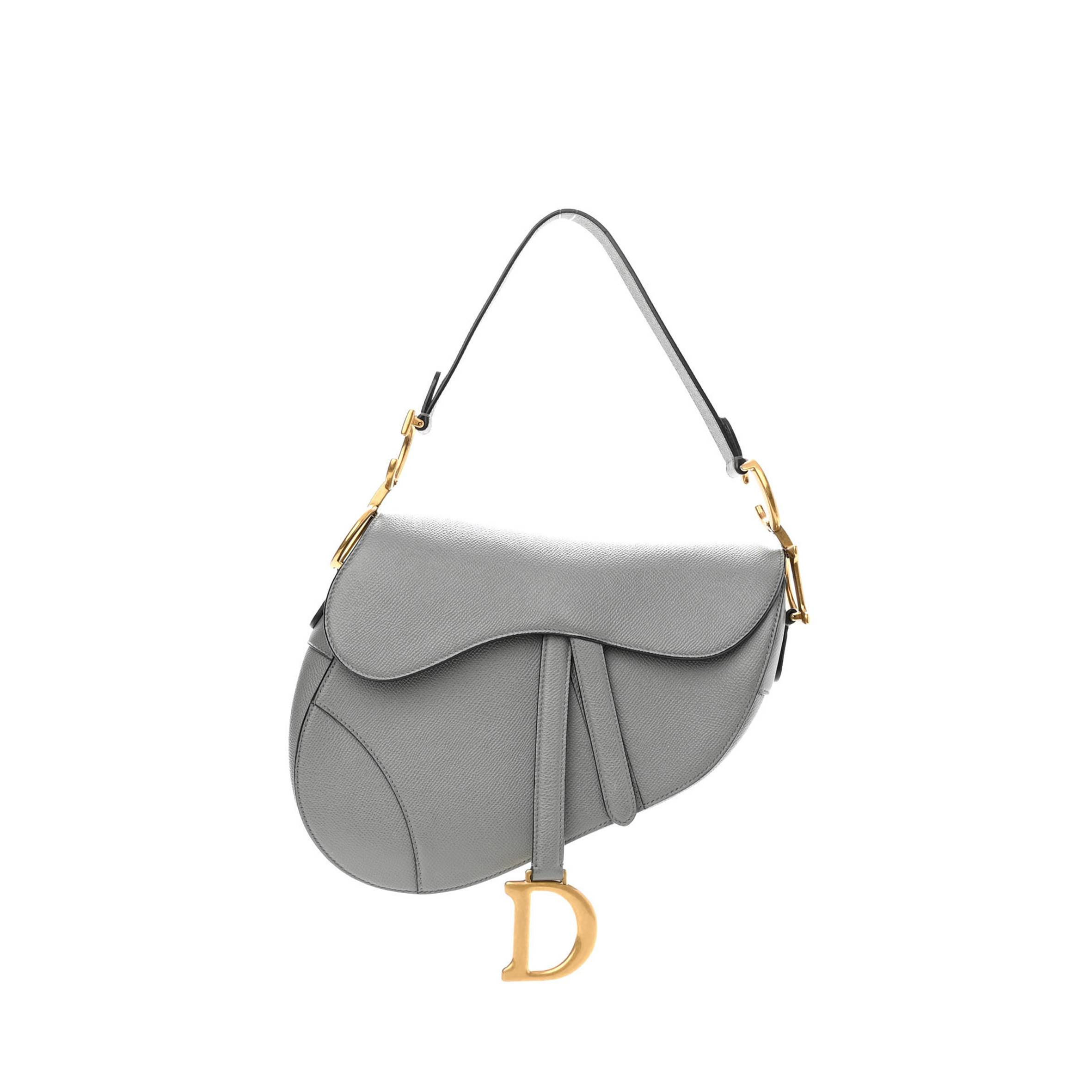 D*or grained calfskin saddle bag grey (24*22*7cm)