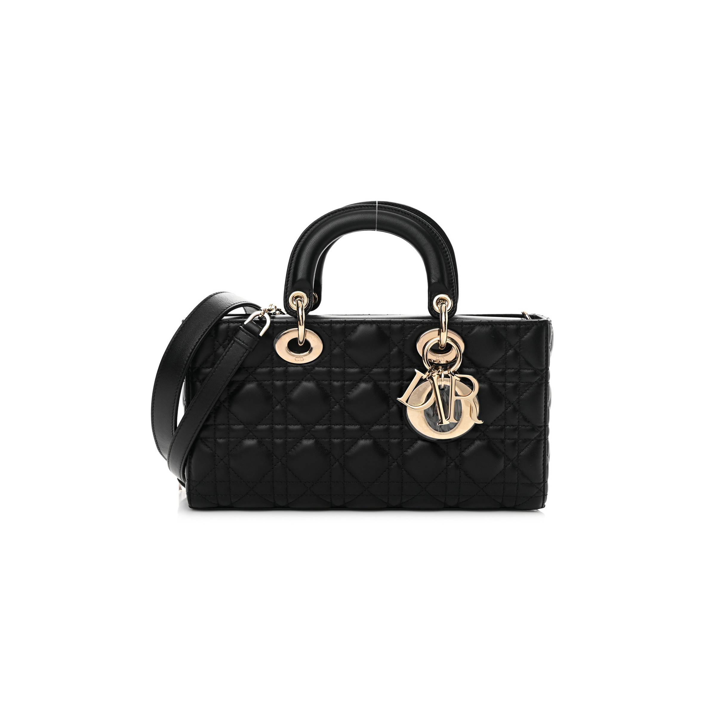 D*or lambskin cannage lady d-joy black (25*14*5.7cm)