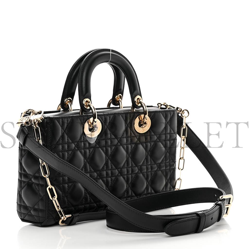 D*or lambskin cannage lady d-joy black (25*14*5.7cm)