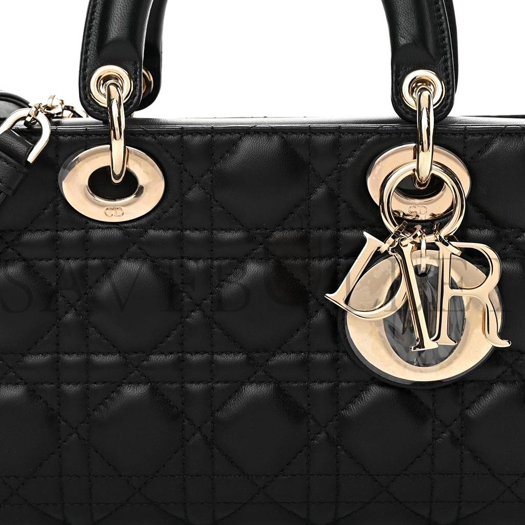 D*or lambskin cannage lady d-joy black (25*14*5.7cm)