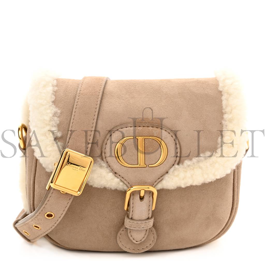 D*or suede shearling small bobby flap beige (17*17*5.7cm)