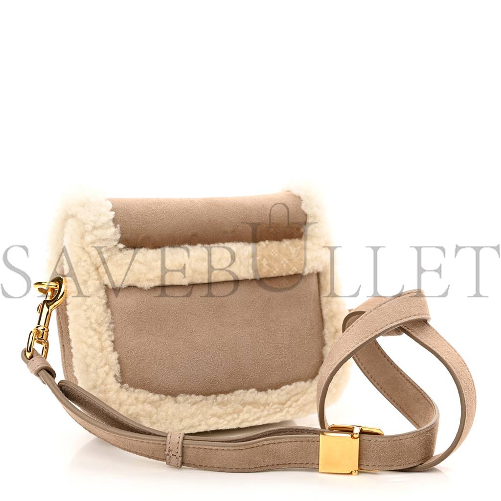 D*or suede shearling small bobby flap beige (17*17*5.7cm)