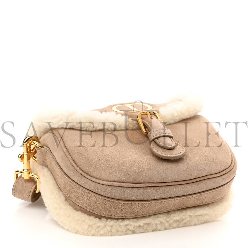 D*or suede shearling small bobby flap beige (17*17*5.7cm)