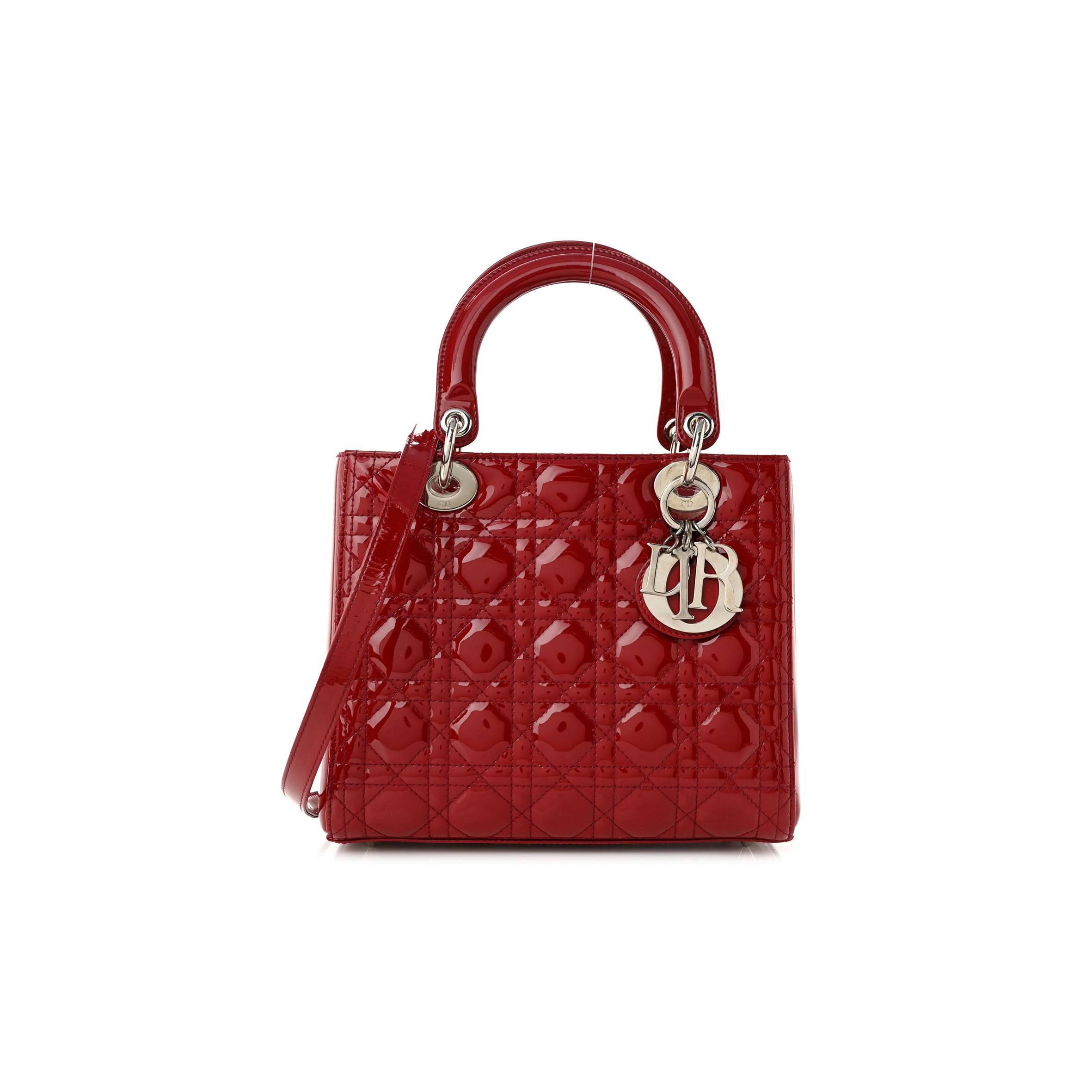 D*or patent cannage medium lady D*or red (23*20*12.1cm)