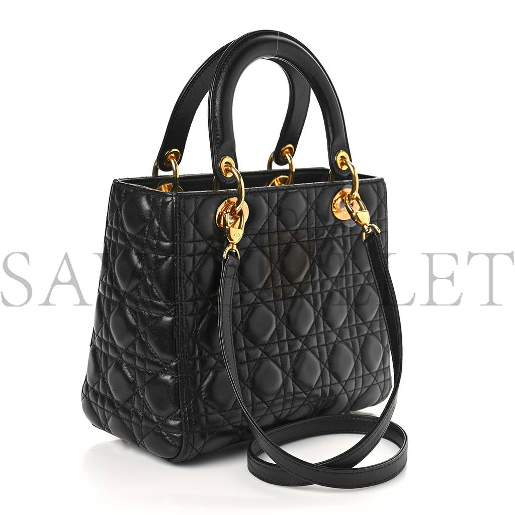 D*or lambskin cannage medium lady D*or black (23*20*12.7cm)