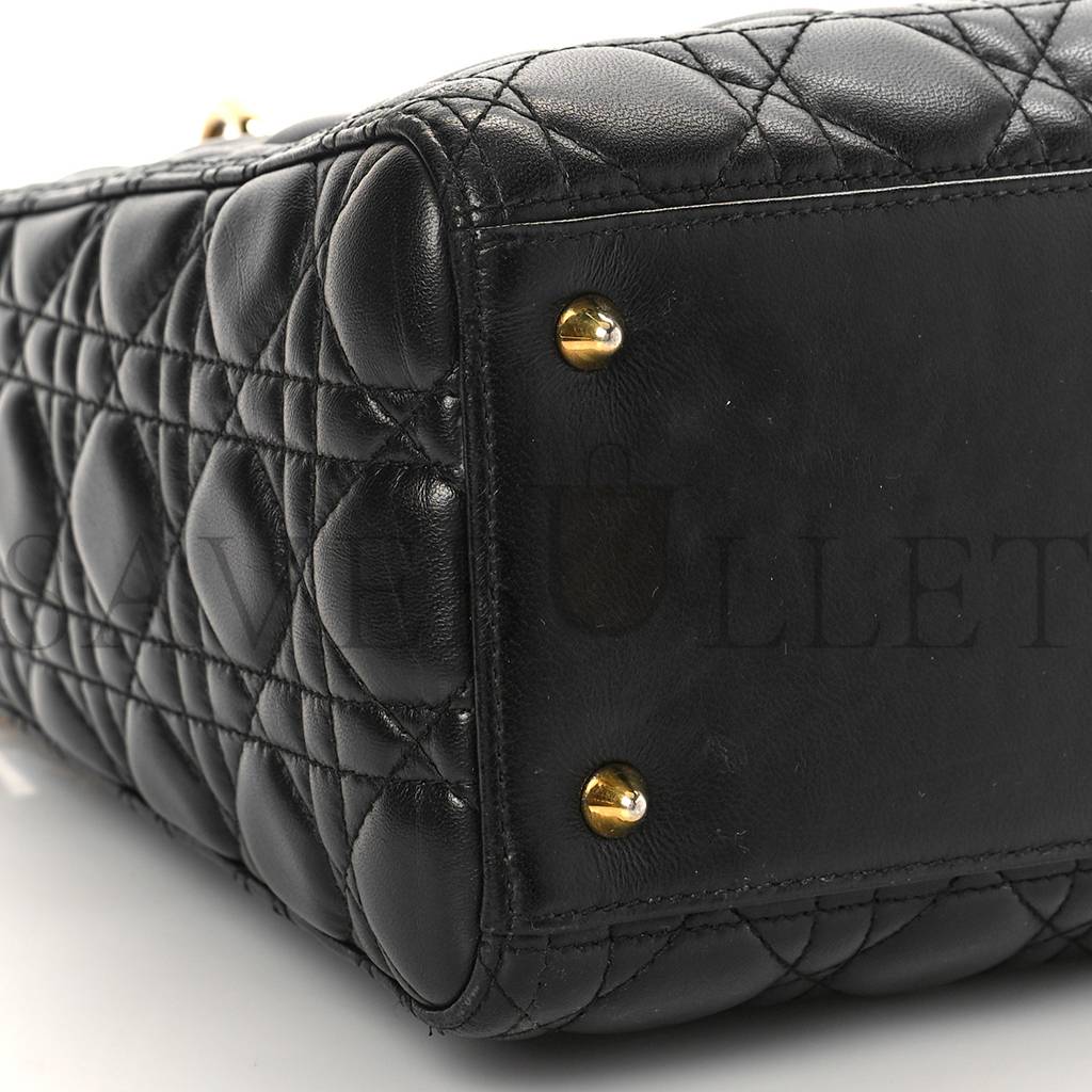 D*or lambskin cannage medium lady D*or black (23*20*12.7cm)