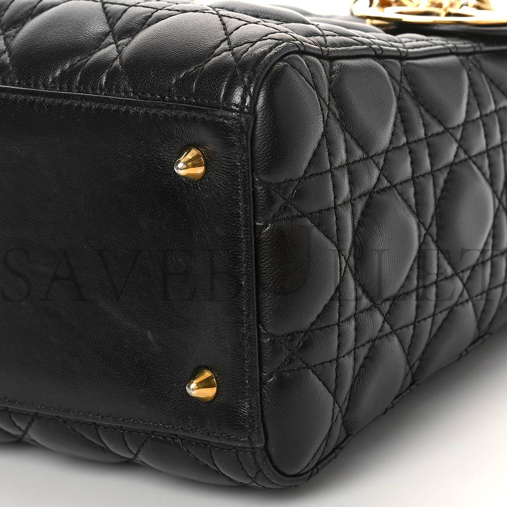 D*or lambskin cannage medium lady D*or black (23*20*12.7cm)