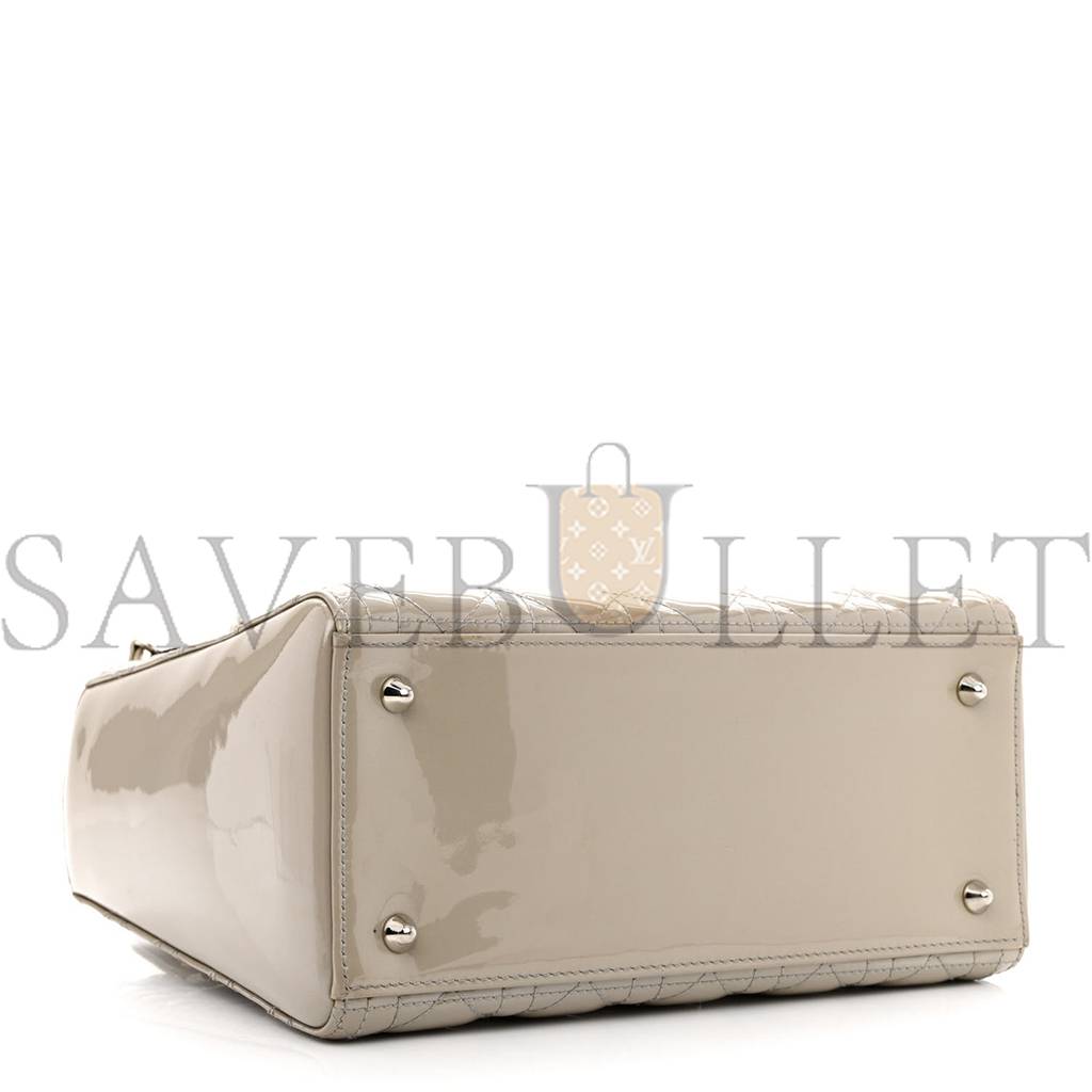 D*or pearlized patent cannage medium lady D*or grey (23*20*11.4cm)