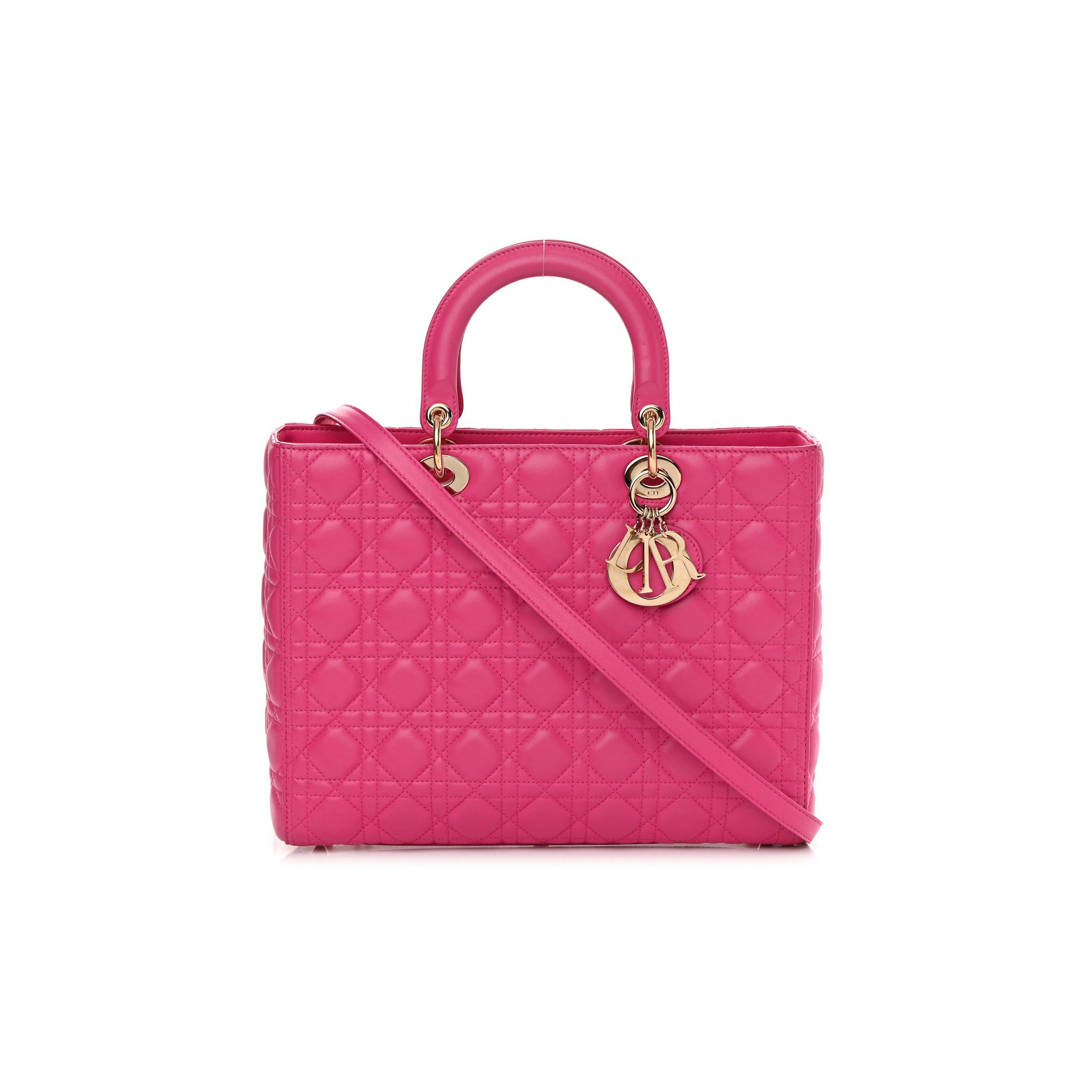 D*or lambskin cannage large lady D*or fuchsia (32*25*8.9cm)