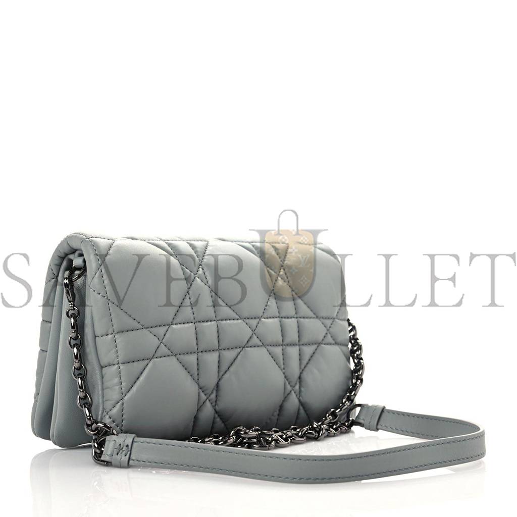 D*or calfskin macrocannage mini caro bag grey (20*12*5.1cm)