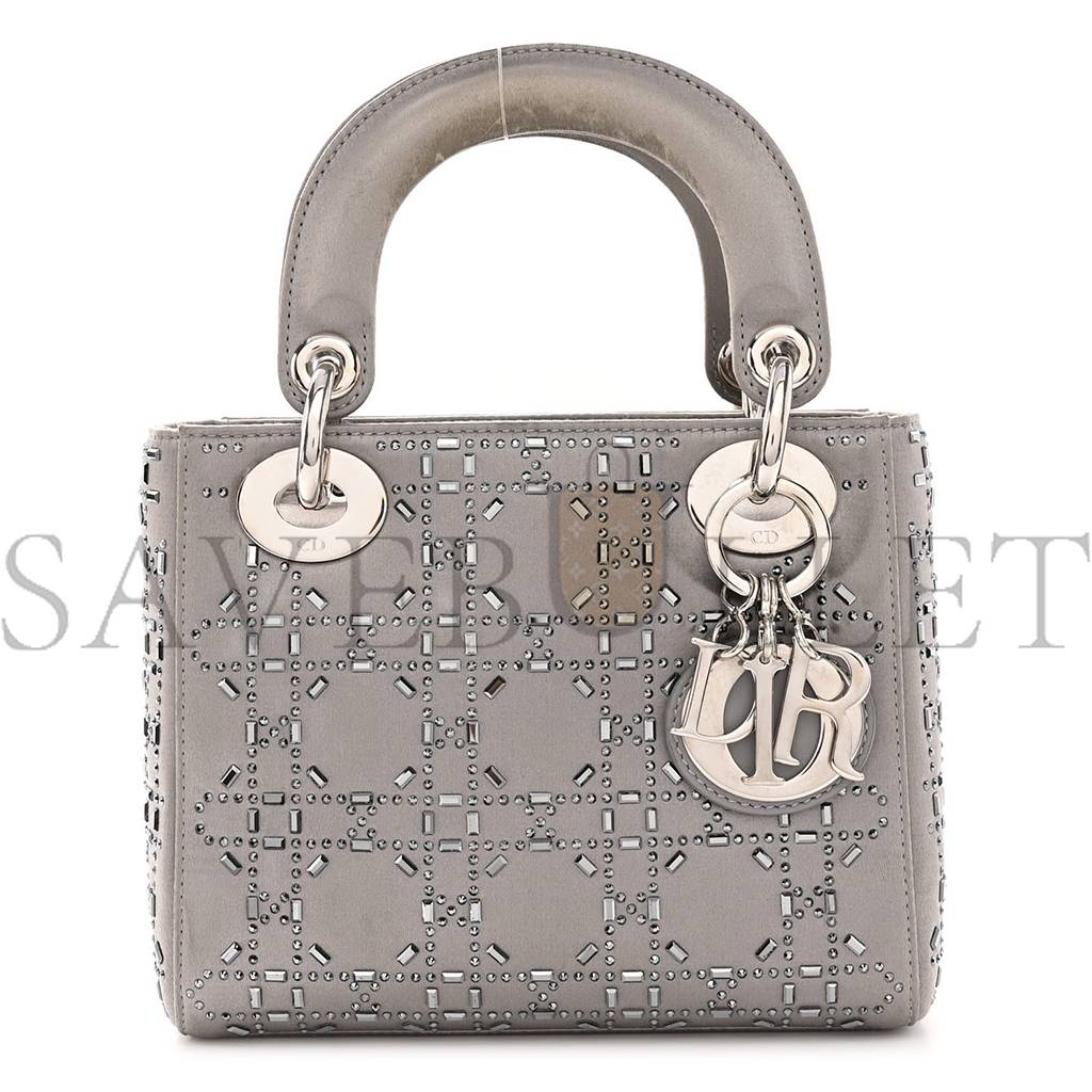 D*or satin crystal cannage mini lady D*or gray (17*15*7cm)