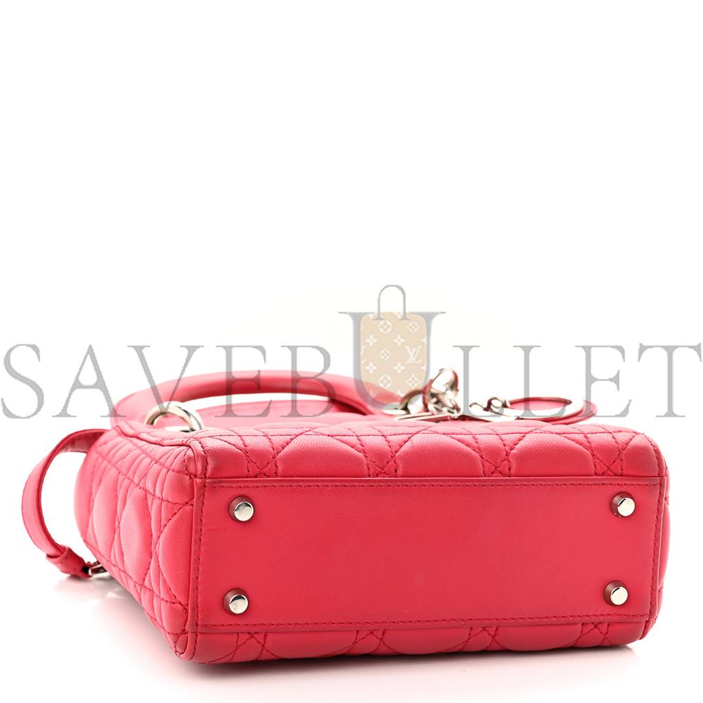 D*or lambskin cannage mini lady D*or fuchsia (17*15*7cm)