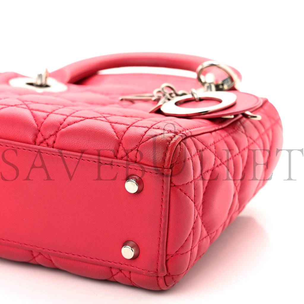 D*or lambskin cannage mini lady D*or fuchsia (17*15*7cm)