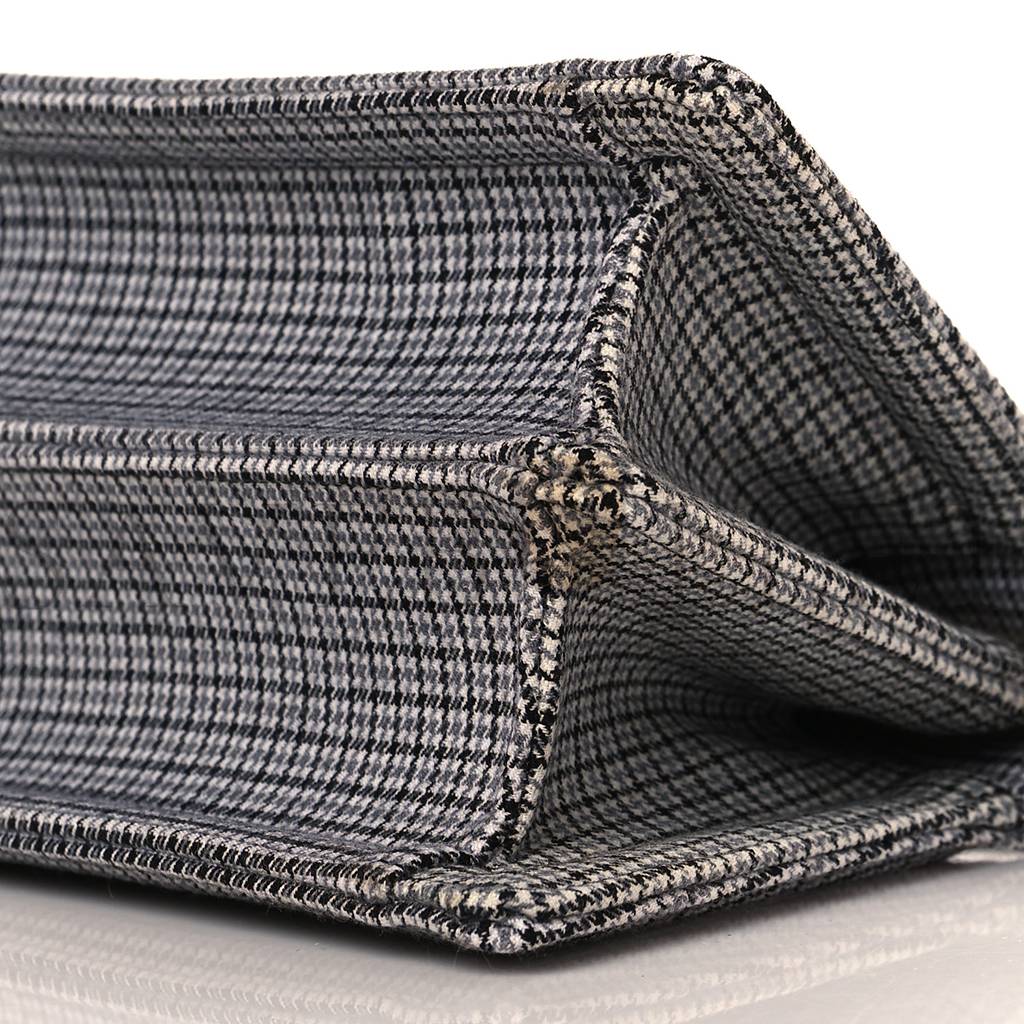 F**di wool fabric jacquard cuoio houndstooth ff 1974 petite peekaboo i see u satchel grey black (20*15*11cm)