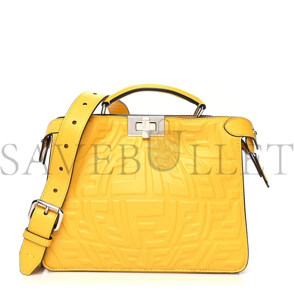 F**di x sarah coleman nappa ff fish eye embossed mini peekaboo i see u satchel mimosa (25*20*10cm)