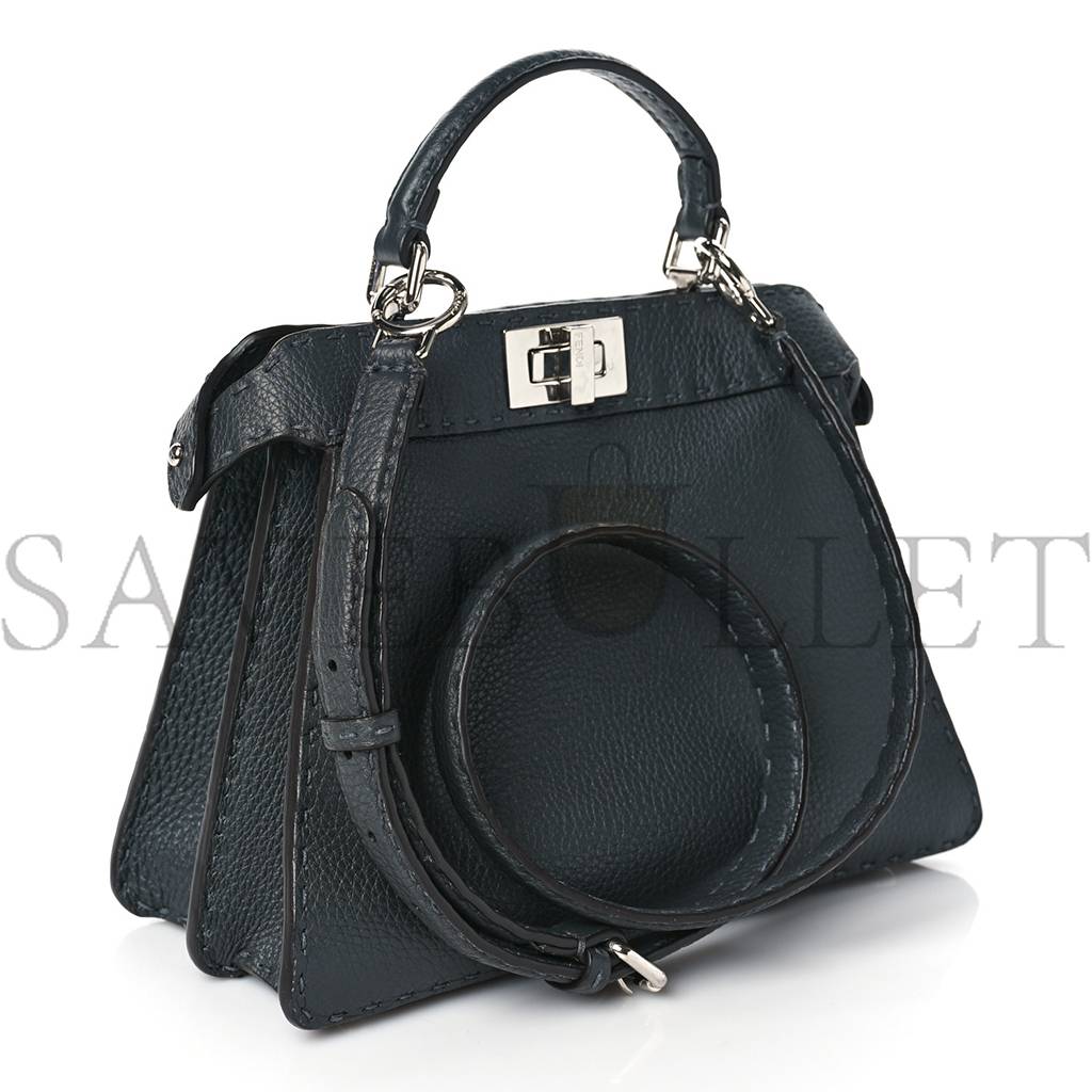 F**di cuoio romano selleria chamois small peekaboo i see u satchel asfalto camelia (27*20*11cm)