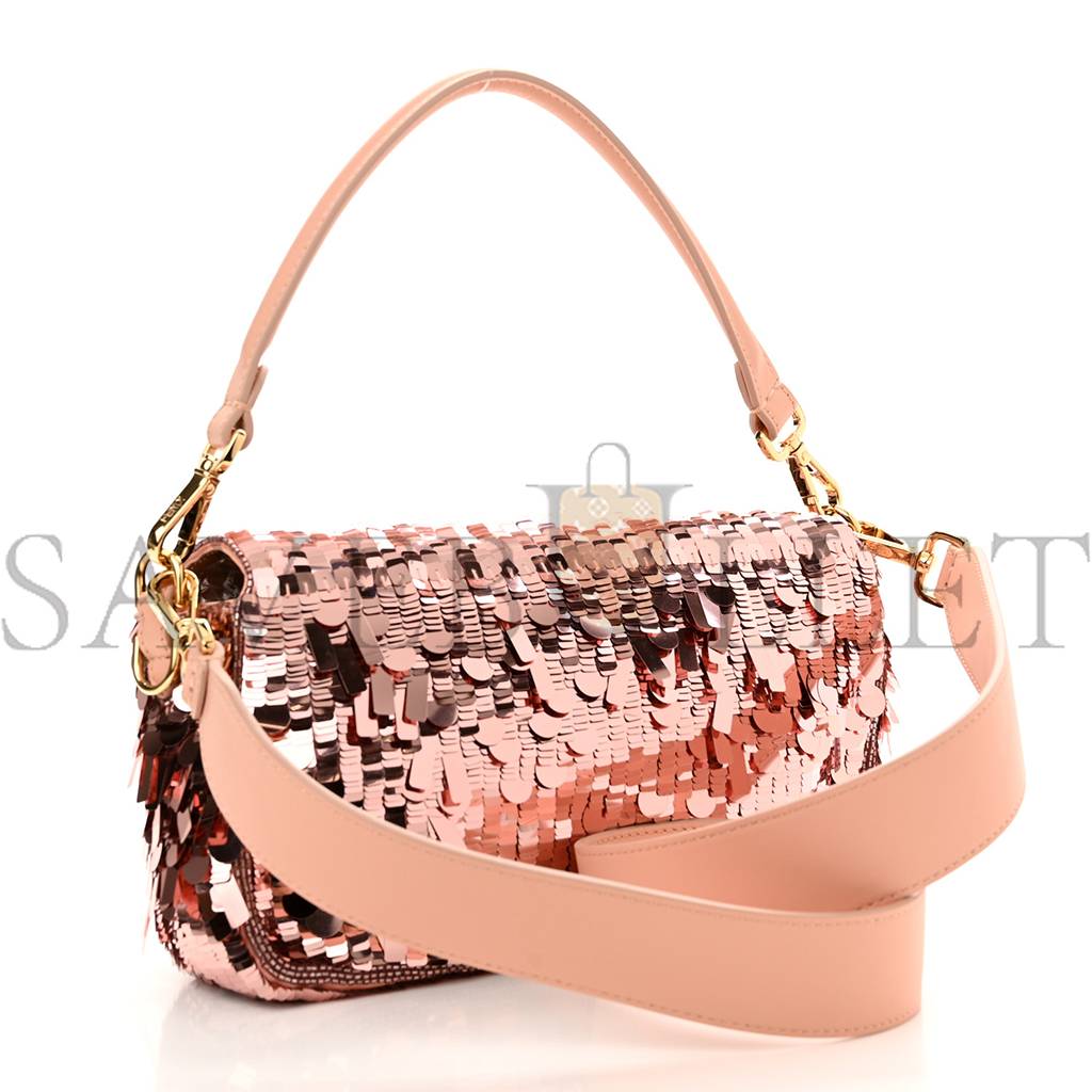 F**di sequin paillettes vitello grace sex and the city baguette baby pink (27*15*6cm)